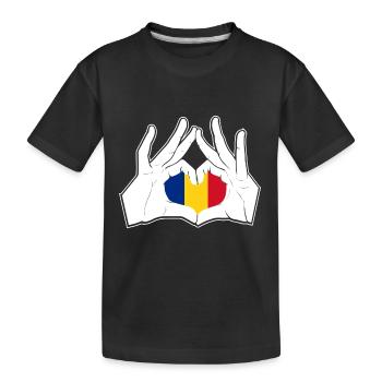 Roumanie Hand Heart Flag - T-shirt bio Premium Enfant - noir - Devant