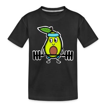 Avocado Gewichtheben - Kinder Premium Bio T-Shirt - Schwarz - Vorne