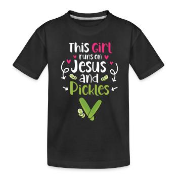 Cette fille court sur Jésus et les cornichons - T-shirt bio Premium Enfant - noir - Devant