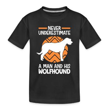 Frau mit Irischer Wolfshund Irish Wolfhound - Kinder Premium Bio T-Shirt - Schwarz - Vorne
