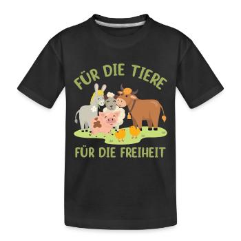 For the animals For freedom - Kids' Premium Organic T-Shirt - black - Front