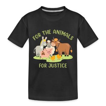 For The Animals, For Justice - Kids' Premium Organic T-Shirt - black - Front