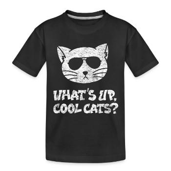 What's Up Cool Cats Funny Cat With Sunglasses - Kids' Premium Organic T-Shirt - black - Front