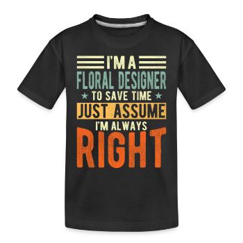Floral Designer - Kids' Premium Organic T-Shirt - black - Front
