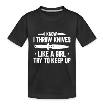 Lanceur de couteaux Disque Lanceur de couteau cadeau - T-shirt bio Premium Enfant - noir - Devant