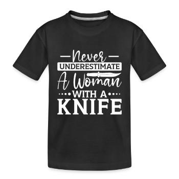 Messerwurfscheibe Geschenk Messerwerfer - Kinder Premium Bio T-Shirt - Schwarz - Vorne