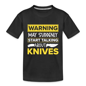 Messerwurfscheibe Geschenk Messerwerfer - Kinder Premium Bio T-Shirt - Schwarz - Vorne
