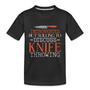 Messerwurfscheibe Geschenk Messerwerfer - Kinder Premium Bio T-Shirt - Schwarz - Vorne