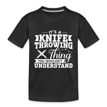 Messerwurfscheibe Geschenk Messerwerfer - Kinder Premium Bio T-Shirt - Schwarz - Vorne