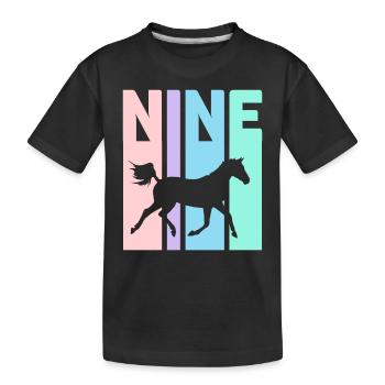 9 ans fille cheval cadeau anniversaire - T-shirt bio Premium Enfant - noir - Devant