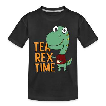 Tea Rex Time Outfit - Kinder Premium Bio T-Shirt - Schwarz - Vorne