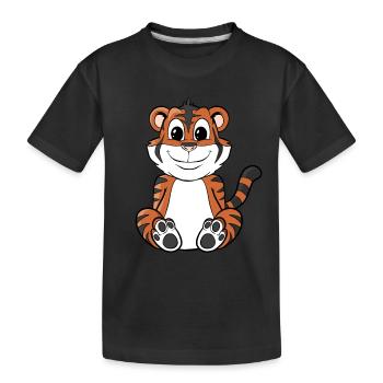 Süßer Cartoon Tiger - Kinder Premium Bio T-Shirt - Schwarz - Vorne