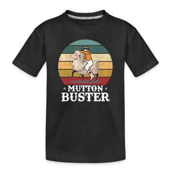 Vintage Mutton Buster Sheep Riding Shepherd - Kids' Premium Organic T-Shirt - black - Front