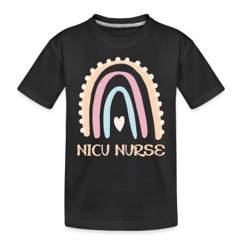 NICU Nurse - Rainbow Heart - Kids' Premium Organic T-Shirt - black - Front