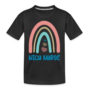 NICU Nurse - Rainbow Heart - Kids' Premium Organic T-Shirt - black - Front