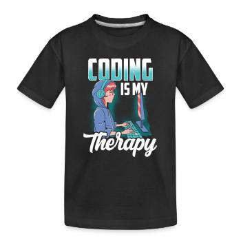 Programmieren Ist Meine Therapie Coder Coding Code - Kinder Premium Bio T-Shirt - Schwarz - Vorne