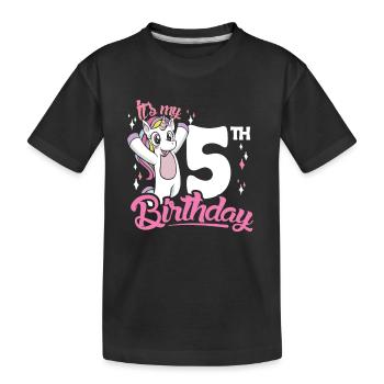 5th Birthday Kids Unicorn Toodler Five - Kinder Premium Bio T-Shirt - Schwarz - Vorne