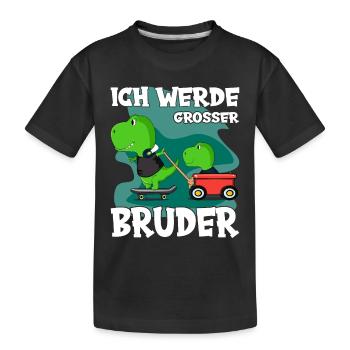 Ich Werde Großer Bruder Dino Geschwisterkind - Kinder Premium Bio T-Shirt - Schwarz - Vorne