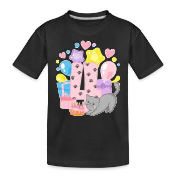 Birthday Shirt Kitten Finally 4 Years Girl - Kids' Premium Organic T-Shirt - black - Front