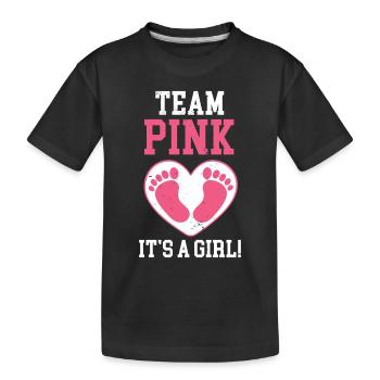 Team Pink Its A Girl - Kinder Premium Bio T-Shirt - Schwarz - Vorne