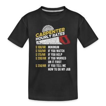 Zimmermann Stundensatz Lustige Holzbearbeitung Zimmermann - Kinder Premium Bio T-Shirt - Schwarz - Vorne