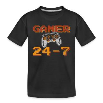 Gamer Funny Joueur de jeux vidéo 24-7 Gaming Kids Tea - T-shirt bio Premium Enfant - noir - Devant
