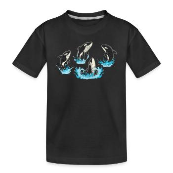 Orca Killer Whale Family Whale Lover Water Jump Ce - Kinder Premium Bio T-Shirt - Schwarz - Vorne