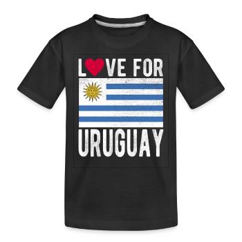 Uruguay Fahne - Kinder Premium Bio T-Shirt - Schwarz - Vorne