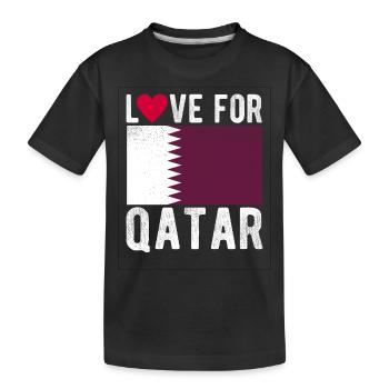 Qatar Flag - Kids' Premium Organic T-Shirt - black - Front