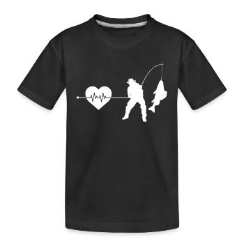 Fishing Heartbeat - Kids' Premium Organic T-Shirt - black - Front