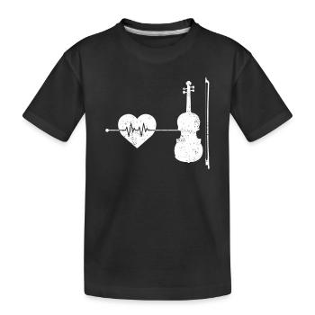 Violin Violin Heartbeat - Kids' Premium Organic T-Shirt - black - Front