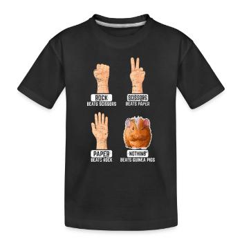 Guinea Pig Cavy Funny Animal Lover Rock Paper Scis - Kids' Premium Organic T-Shirt - black - Front