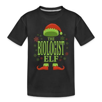 Biologe Weihnachtself - Kinder Premium Bio T-Shirt - Schwarz - Vorne