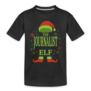 Journalist Weihnachtself - Kinder Premium Bio T-Shirt - Schwarz - Vorne