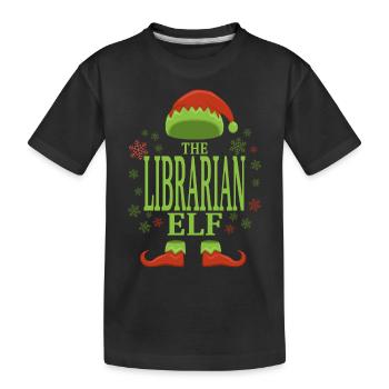 Librarian Christmas Elf - Kids' Premium Organic T-Shirt - black - Front