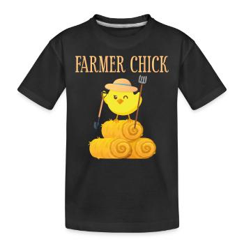 Fermier Agriculteur Fille Éleveuse de poulets - T-shirt bio Premium Enfant - noir - Devant