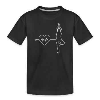 Yoga Herzschlag - Kinder Premium Bio T-Shirt - Schwarz - Vorne