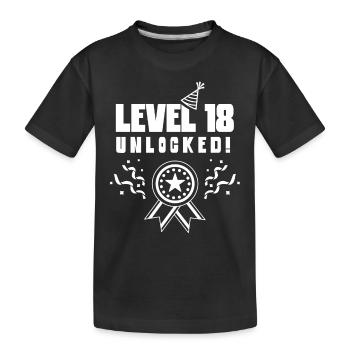 Level 18 Unlocked Celebration Eighteen Birthday - Kids' Premium Organic T-Shirt - black - Front