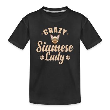 Crazy Siamese Cat Lady Pet Cat - Kids' Premium Organic T-Shirt - black - Front