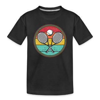 Tennis Player Retro Sunset Racket Ball - Kids' Premium Organic T-Shirt - black - Front