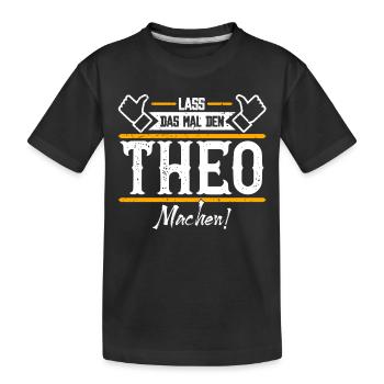Theo Geschenkidee Geschenk Geburtstag - Kinder Premium Bio T-Shirt - Schwarz - Vorne