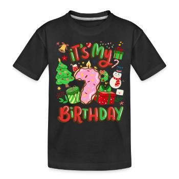Es Ist Mein 7 Geburtstag Schneemann Weihnachten - Kinder Premium Bio T-Shirt - Schwarz - Vorne