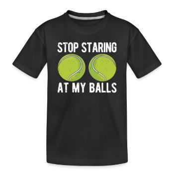 Lustiger Tennisspieler-Trainer-Fan-Gag Starrt - Kinder Premium Bio T-Shirt - Schwarz - Vorne