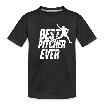 Bester Baseball Pitcher Aller Zeiten Hobby Werfer - Kinder Premium Bio T-Shirt - Schwarz - Vorne
