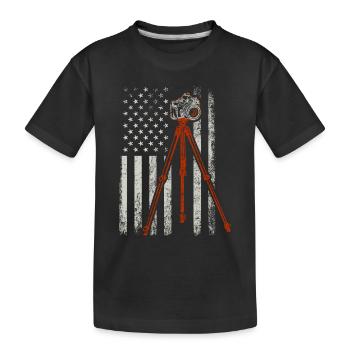 Photographer Distressed American Flag USA Photogra - Kinder Premium Bio T-Shirt - Schwarz - Vorne