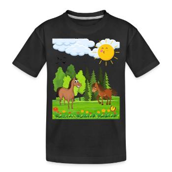 Kleine Pferde Design für Kinder - Kinder Premium Bio T-Shirt - Schwarz - Vorne