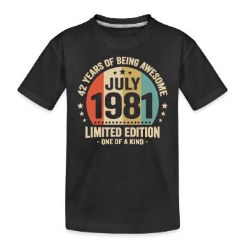 Juli 1981 42 Jahre Jubiläumsgeschenk - Kinder Premium Bio T-Shirt - Schwarz - Vorne