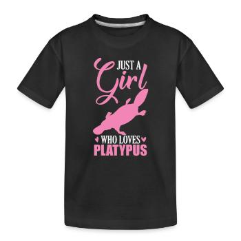 Just a Girl who loves Platypus Schnabeltier - Kinder Premium Bio T-Shirt - Schwarz - Vorne