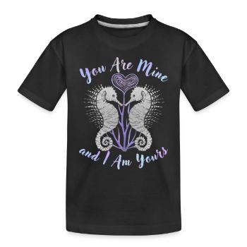 Saint-Valentin Dicter le motif de l’hippocampe, l’amour - T-shirt bio Premium Enfant - noir - Devant