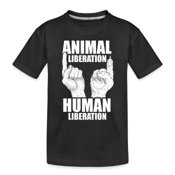 Animal Liberation Human Liberation Animal Lover Zo - Kinder Premium Bio T-Shirt - Schwarz - Vorne